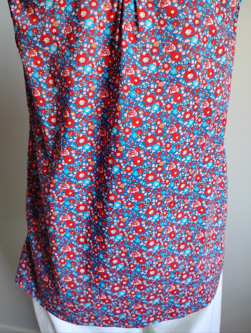 J. Crew Liberty Art Fabric Betsy Ann Blouse Red Blue Floral Cottagecore Size - Picture 8 of 13
